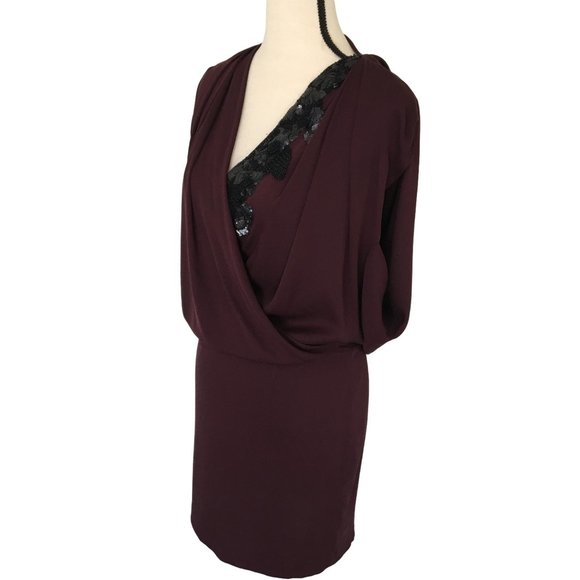Robert Rodriguez runway stretch silk plum blouson draped back dress - Picture 11 of 13